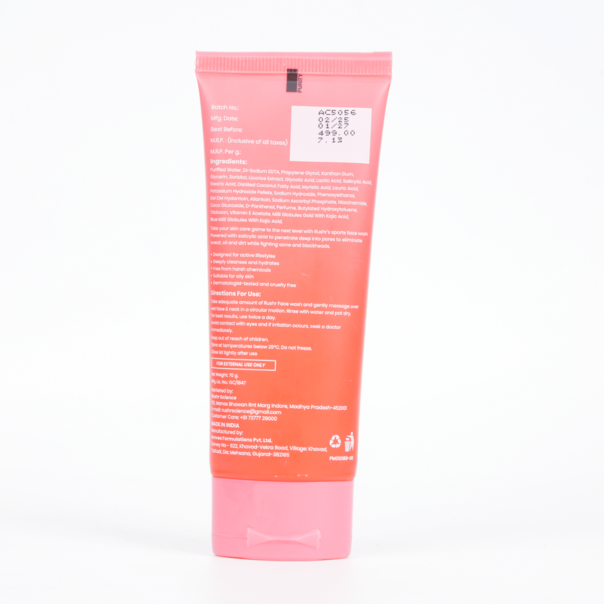 Face Wash Kojic Acid & Vitamin C (For Oily Skin) 70g